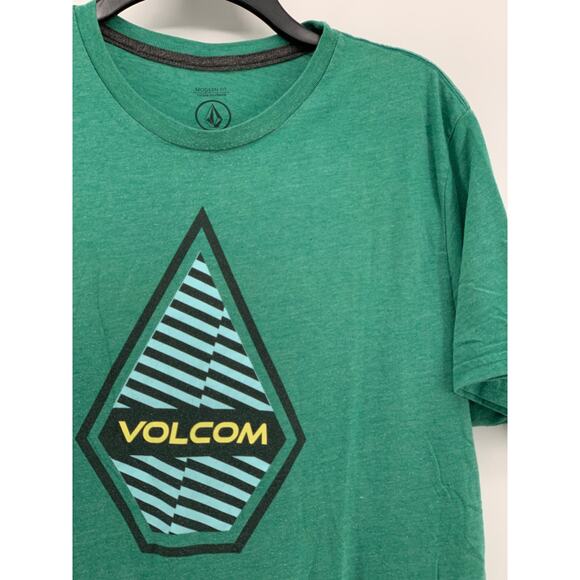 VOLCOM Men's Green Interference Crewneck Short Sleeve Modern Fit T-Shirt SZ L - Picture 5 of 10